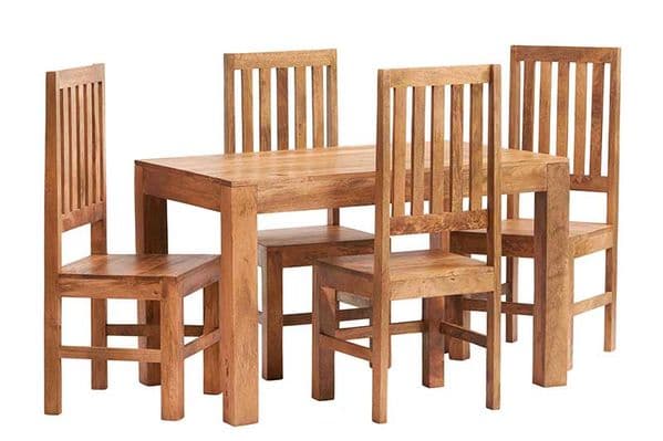 Toko Light Slat Back Chair  | Pair of solid mango wood dining chairs with slatted backs.